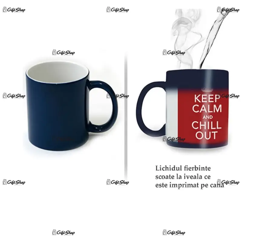 .interior alb, cana albastra termosensibila, din ceramica, personalizata